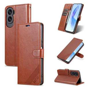 For Honor X50i AZNS Sheepskin Texture Flip Leather Phone Case(Brown)