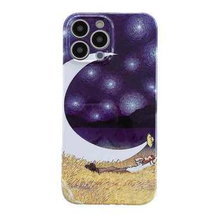 For iPhone 14 Oil Painting Pattern Glossy PC Phone Case(Moon)