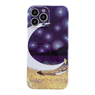 For iPhone 13 Oil Painting Pattern Glossy PC Phone Case(Moon)
