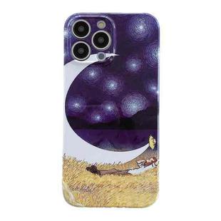 For iPhone 12 Pro Oil Painting Pattern Glossy PC Phone Case(Moon)