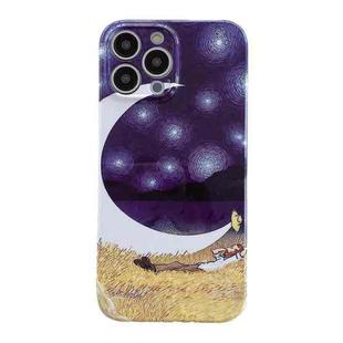 For iPhone 15 Pro Max Oil Painting Pattern Glossy PC Phone Case(Moon)
