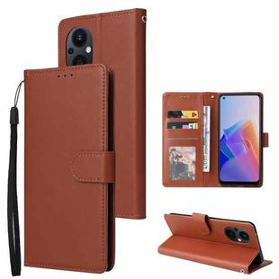 For OPPO A96 5G / Reno7 Z / Reno8 Z Multifunctional 3 Card Slots Leather Phone Case(Brown)