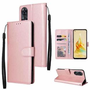 For OPPO Reno8 T 4G Multifunctional 3 Card Slots Leather Phone Case(Rose Gold)