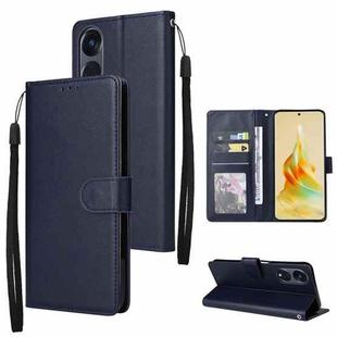 For OPPO Reno8 T 5G Multifunctional 3 Card Slots Leather Phone Case(Navy Blue)