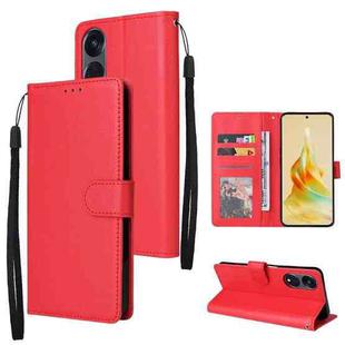 For OPPO Reno8 T 5G Multifunctional 3 Card Slots Leather Phone Case(Red)