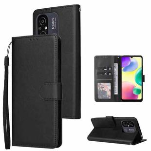 For Xiaomi Redmi 11A 4G Multifunctional 3 Card Slots Leather Phone Case(Black)