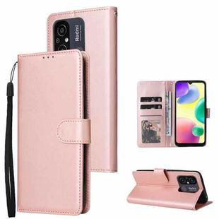 For Xiaomi Redmi 11A 4G Multifunctional 3 Card Slots Leather Phone Case(Rose Gold)