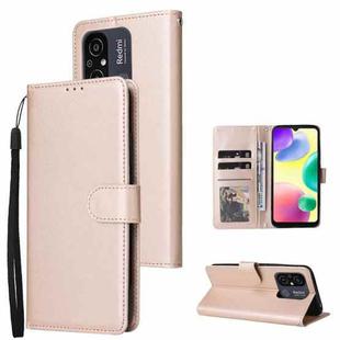 For Xiaomi Redmi 11A 4G Multifunctional 3 Card Slots Leather Phone Case(Gold)