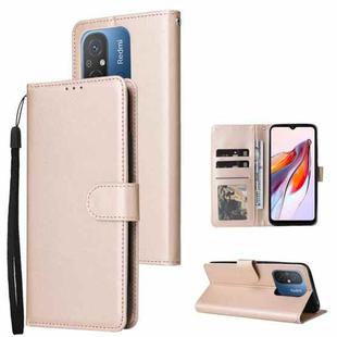 For Xiaomi Redmi 12C Multifunctional 3 Card Slots Leather Phone Case(Gold)