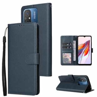 For Xiaomi Redmi 12C Multifunctional 3 Card Slots Leather Phone Case(Navy Blue)