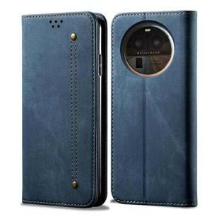 For OPPO Find X6 Pro Denim Texture Casual Style Horizontal Flip Leather Case(Blue)