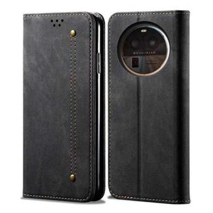 For OPPO Find X6 Pro Denim Texture Casual Style Horizontal Flip Leather Case(Black)