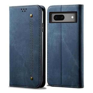 For Google Pixel 7a Denim Texture Casual Style Horizontal Flip Leather Case(Blue)