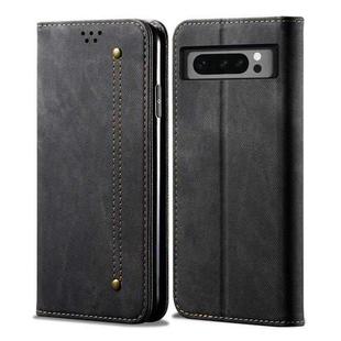 For Google Pixel 8 Pro Denim Texture Casual Style Horizontal Flip Leather Case(Black)