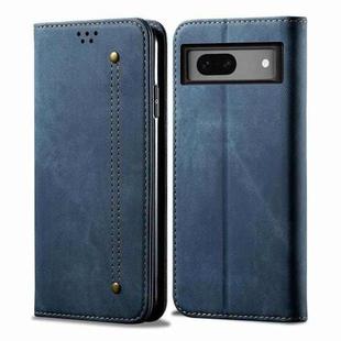 For Google Pixel 8A Denim Texture Casual Style Horizontal Flip Leather Case(Blue)