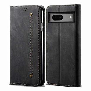 For Google Pixel 8A Denim Texture Casual Style Horizontal Flip Leather Case(Black)