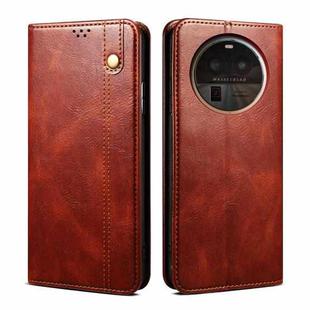 For OPPO Find X6 Oil Wax Crazy Horse Texture Leather Phone Case(Brown)