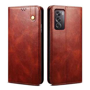 For OPPO Reno12 5G Global Oil Wax Crazy Horse Texture Leather Phone Case(Brown)