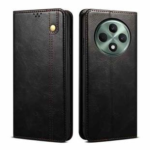 For OPPO Reno12 F 5G Global Oil Wax Crazy Horse Texture Leather Phone Case(Black)