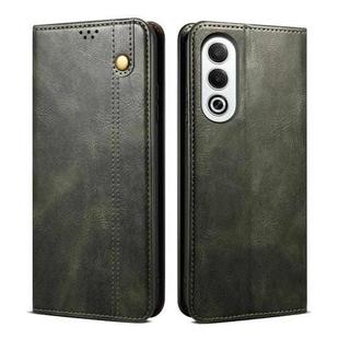 For OPPO K12x 5G Global Oil Wax Crazy Horse Texture Leather Phone Case(Dark Green)