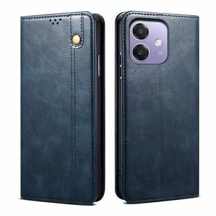 For OPPO A3X 5G India Oil Wax Crazy Horse Texture Leather Phone Case(Navy Blue)