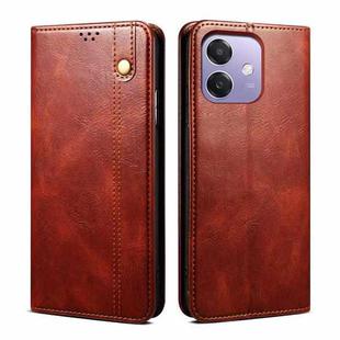 For OPPO A3X 5G India Oil Wax Crazy Horse Texture Leather Phone Case(Brown)