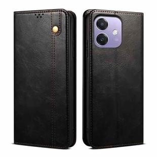 For OPPO A3X 5G India Oil Wax Crazy Horse Texture Leather Phone Case(Black)