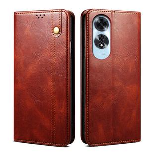 For OPPO A60 Oil Wax Crazy Horse Texture Leather Phone Case(Brown)