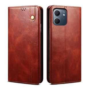 For OPPO A5x 4G / 5G Oil Wax Crazy Horse Texture Leather Phone Case(Brown)