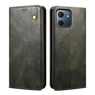 For OPPO Reno14 5G Global Oil Wax Crazy Horse Texture Leather Phone Case(Dark Green)