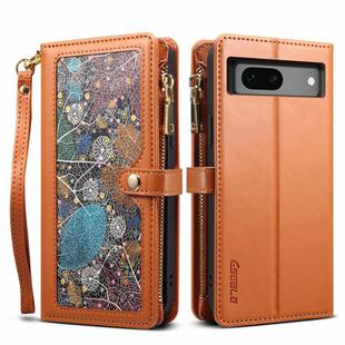 For Google Pixel 8A ESEBLE Star Series Lanyard Zipper Wallet RFID Leather Case(Brown)