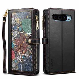 For Google Pixel 9 / 9 Pro ESEBLE Star Series Lanyard Zipper Wallet RFID Leather Case(Black)