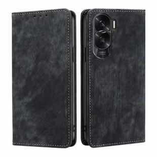 For Honor X50i 5G / 9 Lite RFID Anti-theft Brush Magnetic Leather Phone Case(Black)