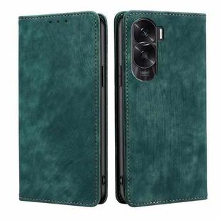 For Honor X50i 5G / 9 Lite RFID Anti-theft Brush Magnetic Leather Phone Case(Green)