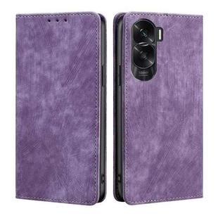 For Honor X50i 5G / 9 Lite RFID Anti-theft Brush Magnetic Leather Phone Case(Purple)