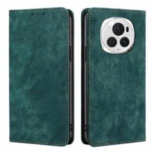 For Honor Magic6 Pro RFID Anti-theft Brush Magnetic Leather Phone Case(Green)