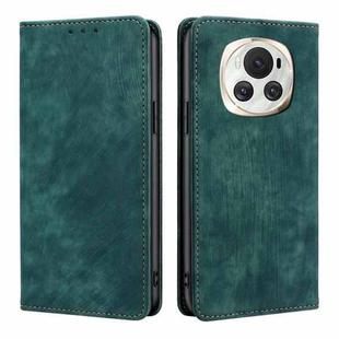 For Honor Magic6 RFID Anti-theft Brush Magnetic Leather Phone Case(Green)