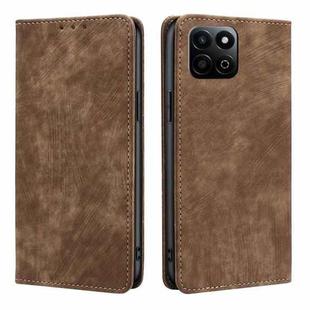 For Honor Play 60 Plus RFID Anti-theft Brush Magnetic Leather Phone Case(Brown)