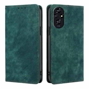 For Honor 200 5G RFID Anti-theft Brush Magnetic Leather Phone Case(Green)