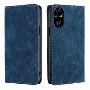 For Honor 200 Pro 5G RFID Anti-theft Brush Magnetic Leather Phone Case(Blue)