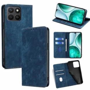 For Honor X8c 4G RFID Anti-theft Brush Magnetic Leather Phone Case(Blue)