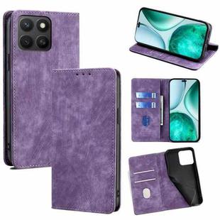 For Honor X8c 4G RFID Anti-theft Brush Magnetic Leather Phone Case(Purple)