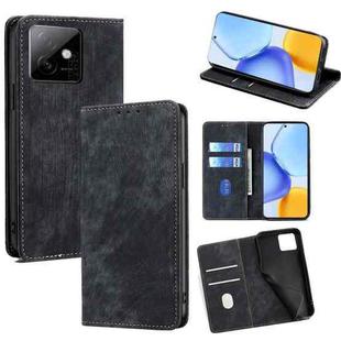 For Honor X60 GT 5G RFID Anti-theft Brush Magnetic Leather Phone Case(Black)