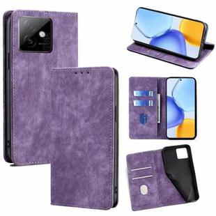 For Honor X60 GT 5G RFID Anti-theft Brush Magnetic Leather Phone Case(Purple)