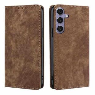 For Samsung Galaxy S24+ 5G RFID Anti-theft Brush Magnetic Leather Phone Case(Brown)