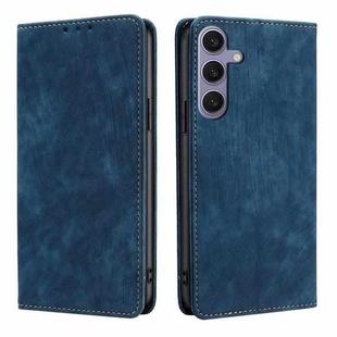 For Samsung Galaxy S24+ 5G RFID Anti-theft Brush Magnetic Leather Phone Case(Blue)