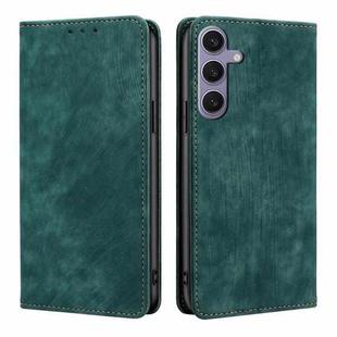 For Samsung Galaxy S24+ 5G RFID Anti-theft Brush Magnetic Leather Phone Case(Green)