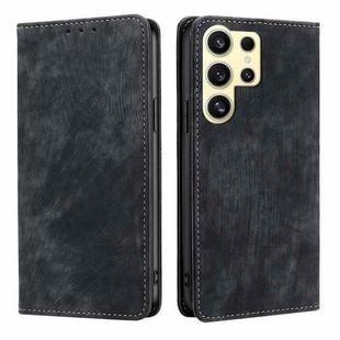 For Samsung Galaxy S24 Ultra 5G RFID Anti-theft Brush Magnetic Leather Phone Case(Black)