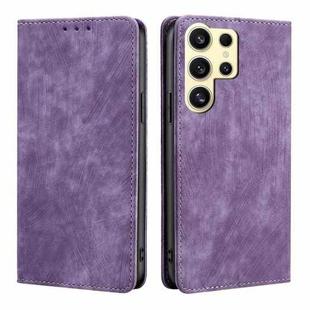 For Samsung Galaxy S24 Ultra 5G RFID Anti-theft Brush Magnetic Leather Phone Case(Purple)