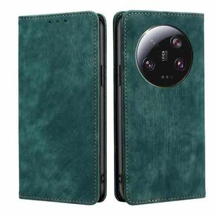 For Xiaomi 13 Ultra 5G RFID Anti-theft Brush Magnetic Leather Phone Case(Green)